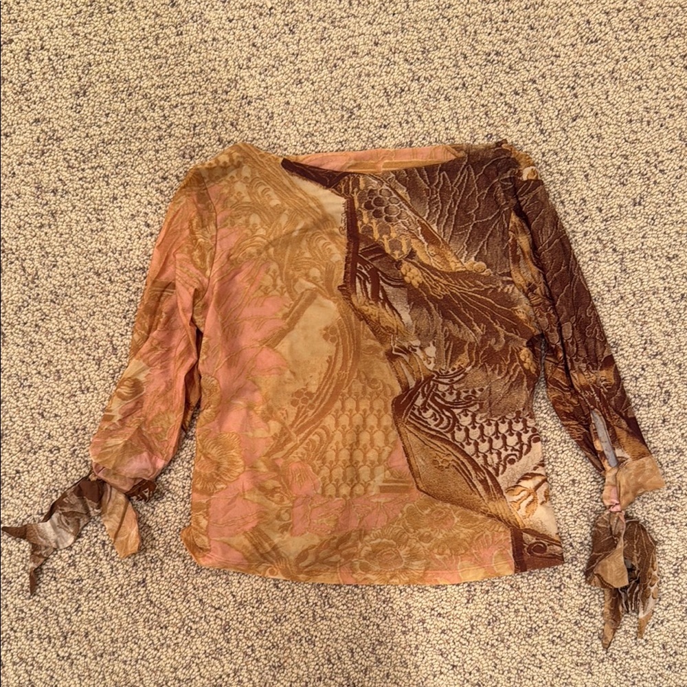 Elegant Women's Brown and Pink Top XL